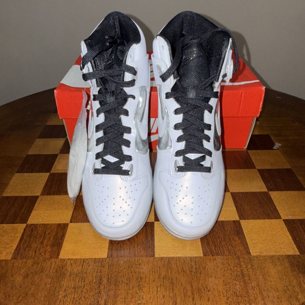 Size 9W - Nike Dunk High SE White Metallic Silver DX5928-100 Icy Sole OG Box - Picture 4 of 10